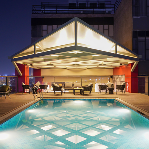 Luxury Rooftop Pool at Chandigarh Hotel | Book Your Stay in Zirakpur Rooftop Pool at The Orchid Hotel Chandigarh – 5-Star Luxury Hotel in Zirakpur Patiala Road | Book Hotel in Chandigarh