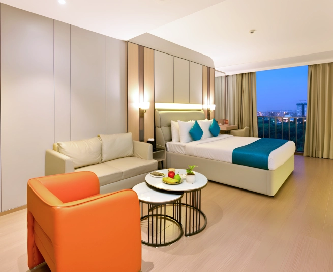 Book Club Room – Hotel Rooms in Chandigarh at Orchid Hotel Zirakpur for a comfortable stay Club Room at Orchid Hotel Chandigarh Zirakpur – premium hotel rooms in Chandigarh with city view and modern amenities, book online