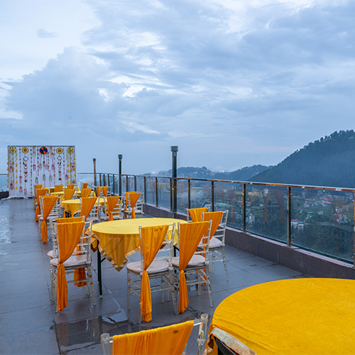 Hotel in Shimla – Book rooftop event venue with scenic mountain views Rooftop event space with mountain view in Shimla | Reserve The Orchid Hotel