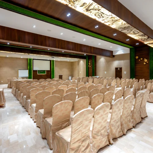 Banquet Hall – Orchid Panchgani Event Venue Banquet hall with conference seating at Orchid Hotel Panchgani