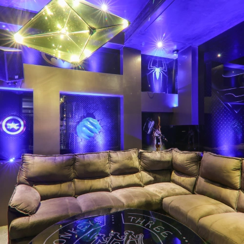 Lounge Bar – Orchid Panchgani Nightlife Themed neon lounge bar with plush sofas at Orchid Hotel Panchgani